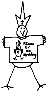 Påven spänner i sin nya t-shirt.